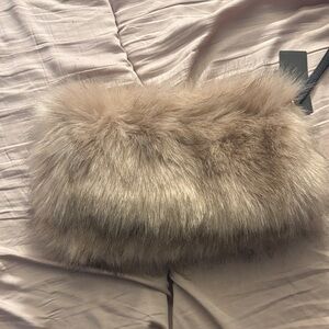 Forever 21 Faux Fur Clutch in Beige